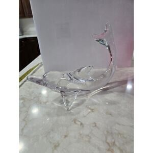 Daum France Hand Blown Dolphin Porpoise 9.75" Long Signed Art Glass Vintage